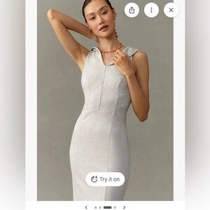Daily Practice Anthropologie Hooded Midi Dress Gray Sleeveless Athleisure XL